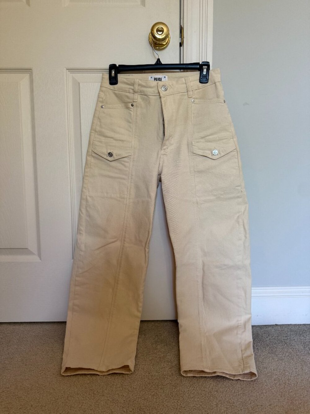 Anthropologie Paige Cream Cargo Jeans